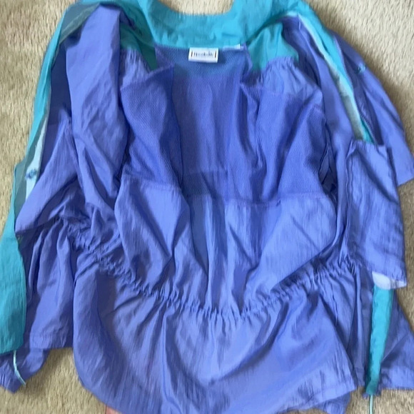 90’a Vintage Retro Purple and Teal Zip Up Windbreaker - Picture 10 of 11